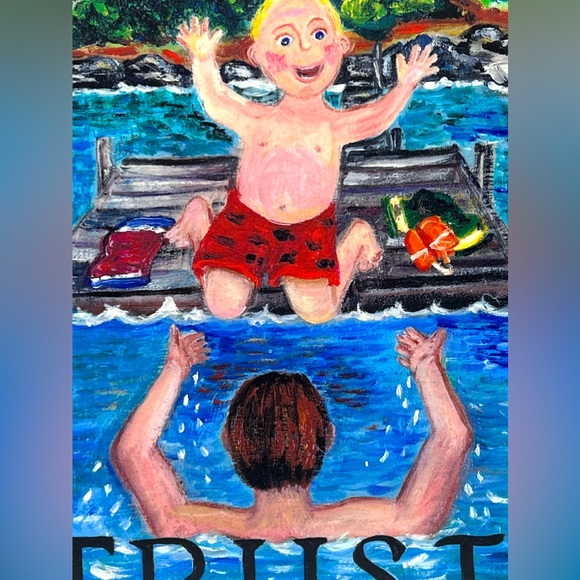 VTG Melissa McLeod TRUST Print in White Wood Distressed Frame 10x10 in - Picture 10 of 14